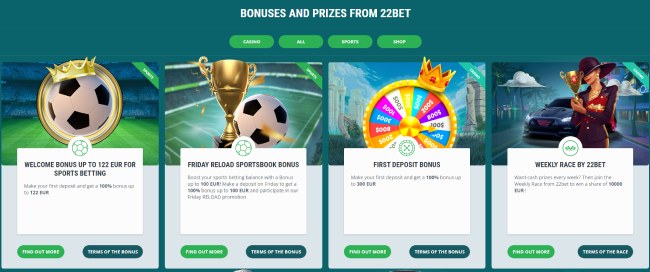 22Bet sportsbook promotions