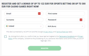 22Bet Ireland Registration